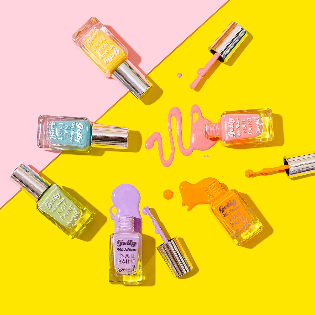 Colourful content creation for Barry M cosmetics. Styled product and beauty stills photography by Marianne Taylor.
