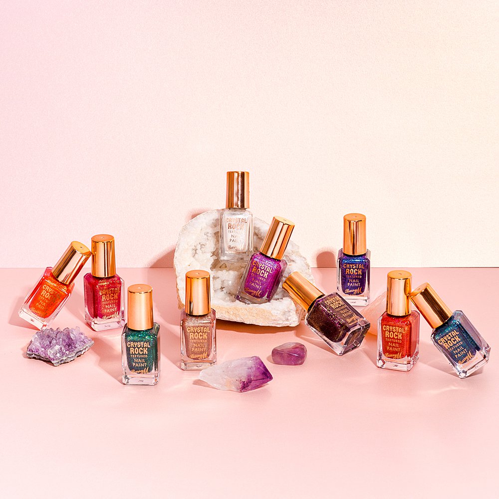 Colour-filled beauty product content creation for Barry M cosmetics. Styled makeup product stills photography by Marianne Taylor.