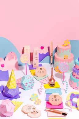 Candyland product still life photography & stop motion animation for Candy Brow Bar beauty products. Product photography & styling by Marianne Taylor.