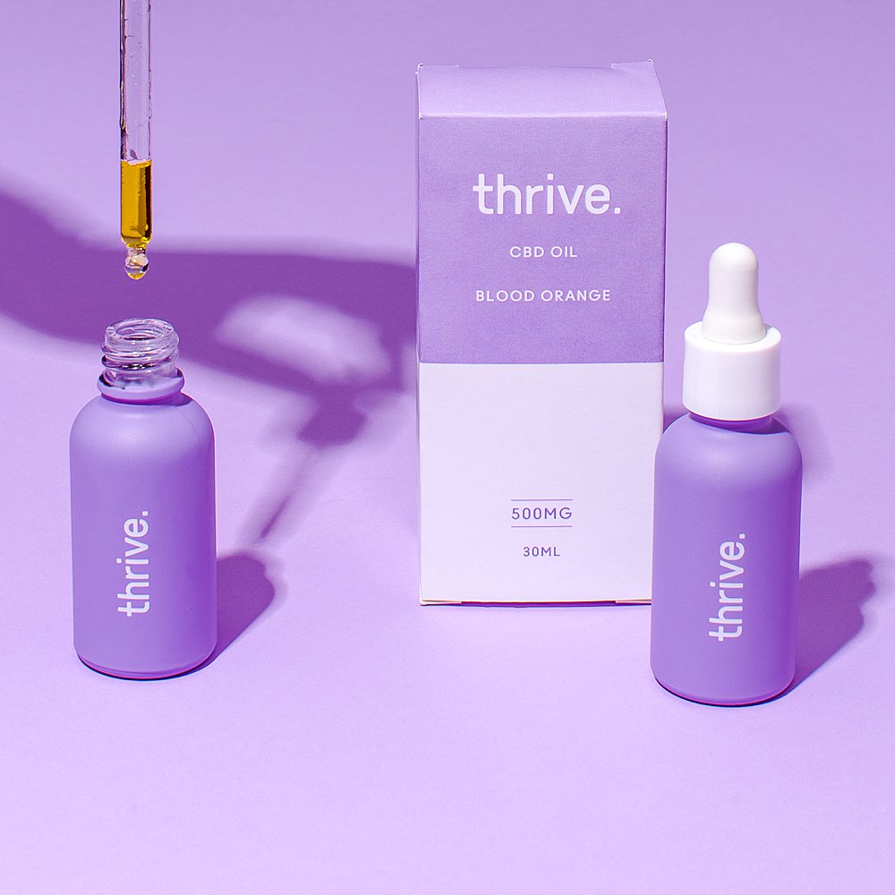 Colourful content creation for Thrive CBD oil. Styled stills and lifestyle product photography by Marianne Taylor.