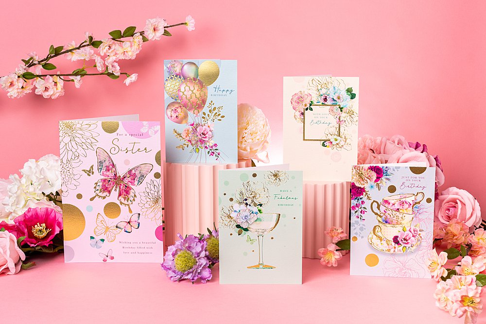 Colourful pretty content creation for Paper Rose cards. Styled product photography by Marianne Taylor.