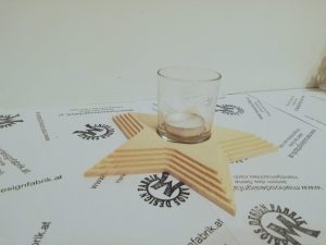 Teelichthalter Tischdeko Stern mit 5 Stufen aus Holz Buche oder Zirbe