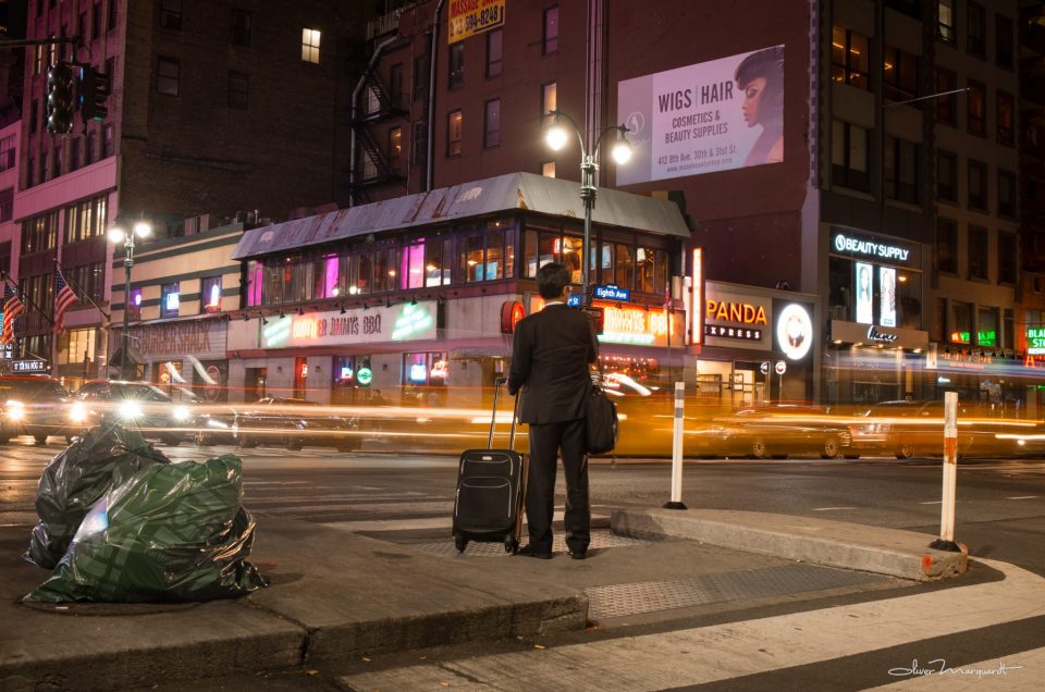 Night scene at 8th Avenue, New York