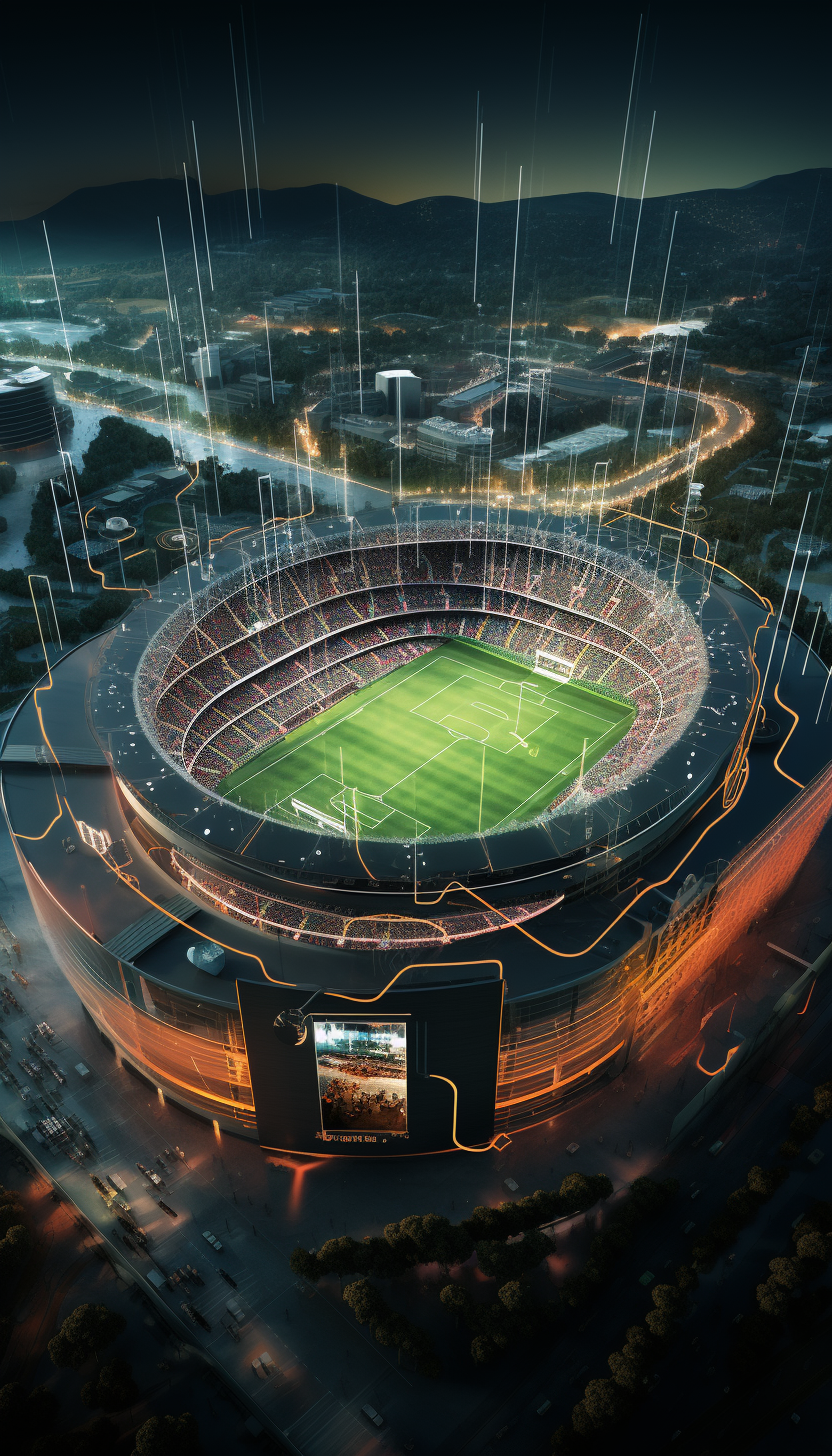 An image of a 5G connected stadium with a live game.