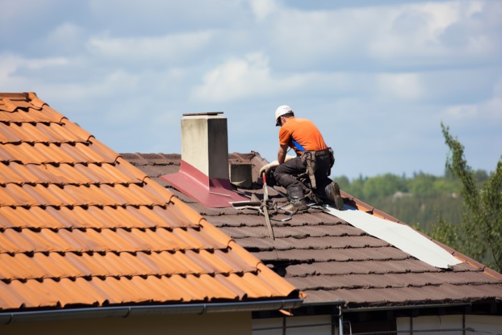 An illustration, house roof repair, ai generative.