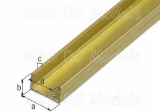U-balk av mässing 2x2x1000mm