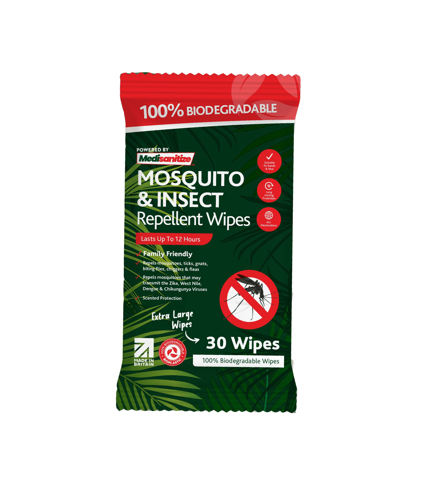 Mosquito and Insect Repellent wipes Medisanitize