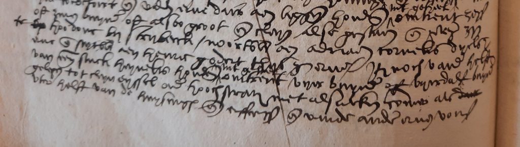 Meren Cornelis Jan Jan de oude en de jonge, delen met hun 4 halfbroers Wrijters en moeder Margriet Aert Ghijsels op 15 juni 1535 het huis te Hoodonck bij Strijbeek en hei - Ginneken inv 677 f 135v