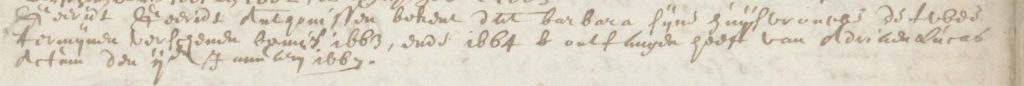 Geeridt Geeridt Anthonissen, verklaart op 2 juni 1667, dat zijn vrouw Barbara de termijnen ontvangen heeft, van een verkoop van haar 1e man in 1660 - Loon op Zand - Schepenbank inv. 78 f. 39r kantlijn