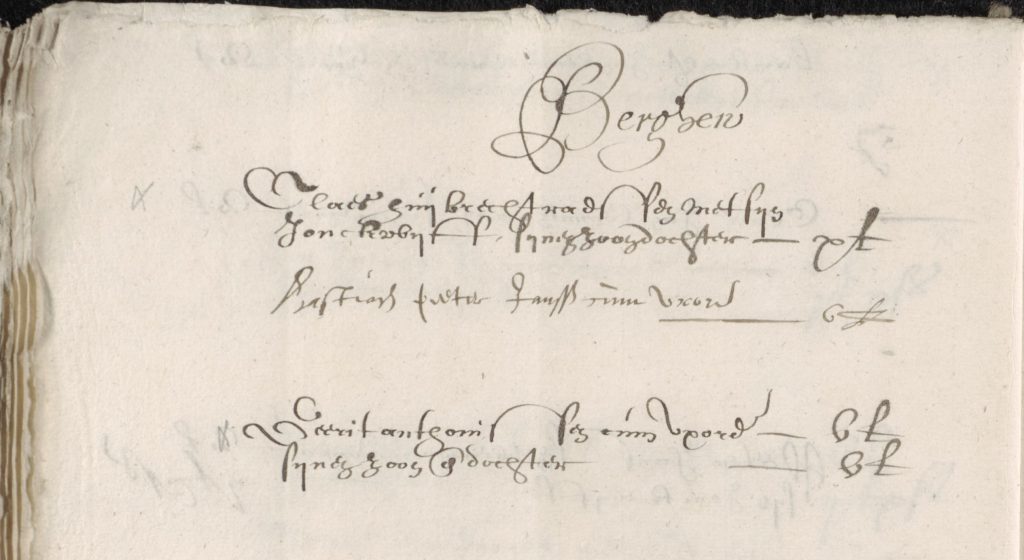 Geerit Anthonissen, zijn vrouw, zoon en dochter zijn aangeslagen voor het hoofdgeld, p.p. 2 gulden en 10 stuivers in 1637, wonend in de Berghen - Dongen - Dorpsbestuur Inv. 376 Hoofdgeld 1637 f. 19