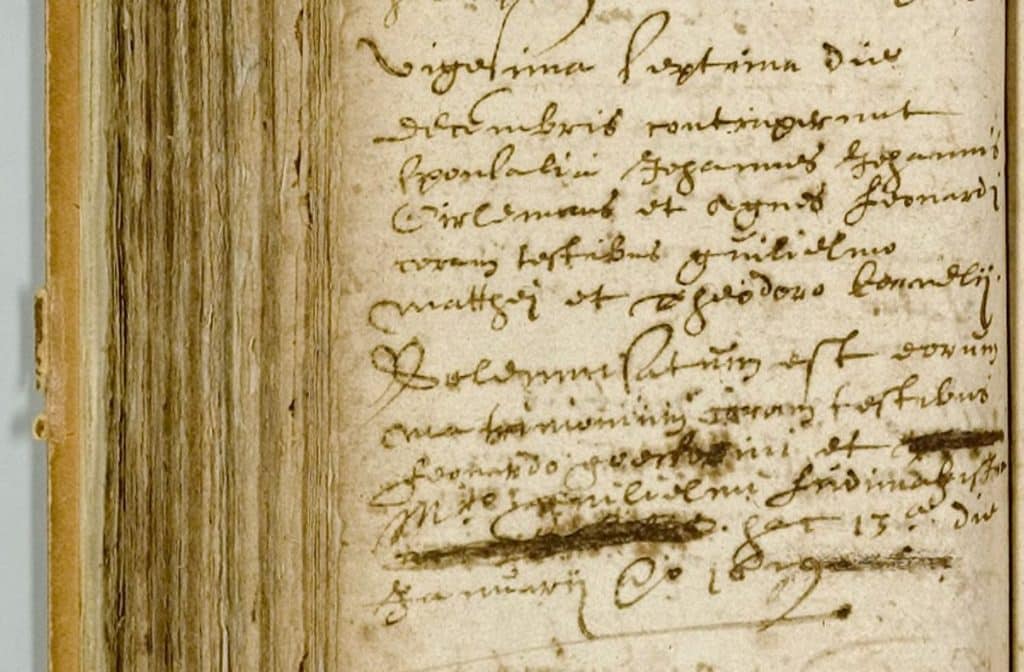 Johannis Johannis Oirlemans, en Agnes Leonardi doen ondertrouw op 27 dec. 1628 en trouwen op 13 jan. 1629 voor de kerk - Loon op Zand - Inv. 2 RK Trouwboek 1624-1648 blad 123