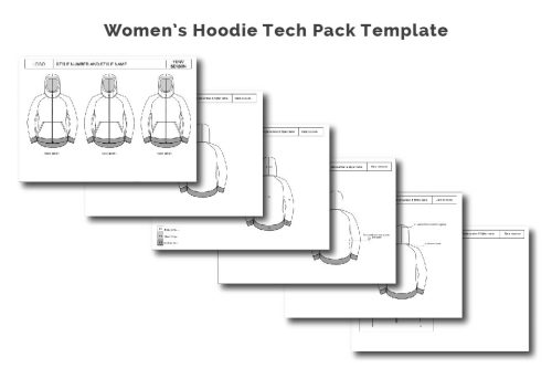 Women's hoodie tech pack template-04