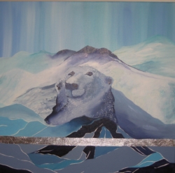 Maleri til salg isbjørn i klippe