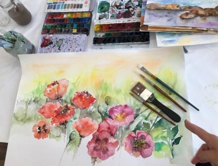 Akvarel kursus blomster og naturbilleder du kan male