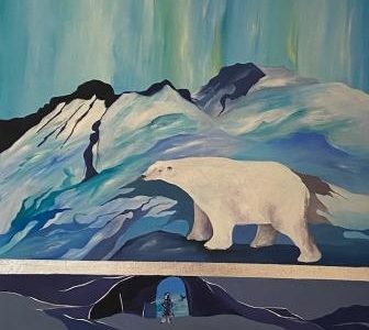 Jægeren og bjørnen - maleri Grønland