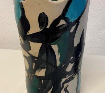 keramik-Vase-sort-turkis-råhvid