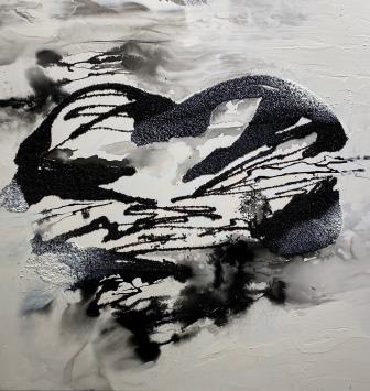 Maleri i sort og hvide farver
