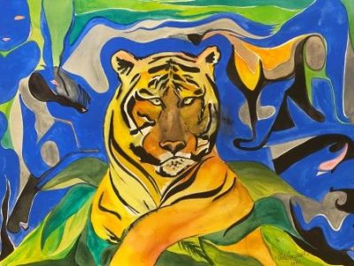 Tiger-akvarel-figurativ-kunst