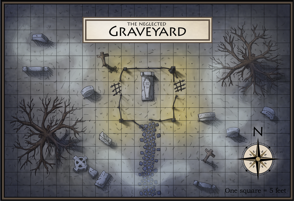 Dungeons & Dragons map - the neglected graveyard