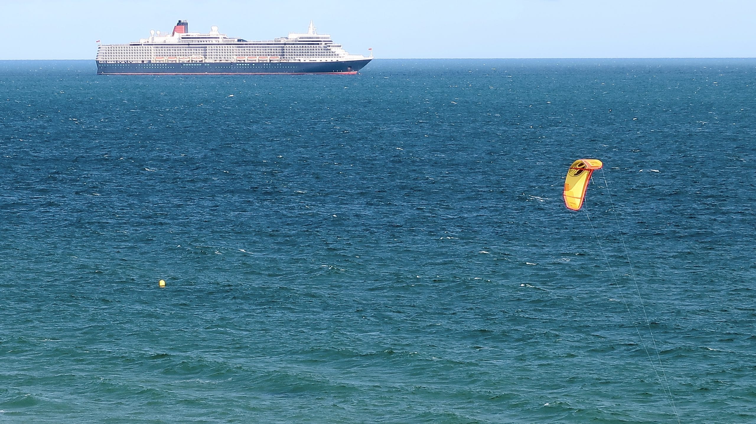 A massive cruise liner passing the English Channel nearby Bournemouth.