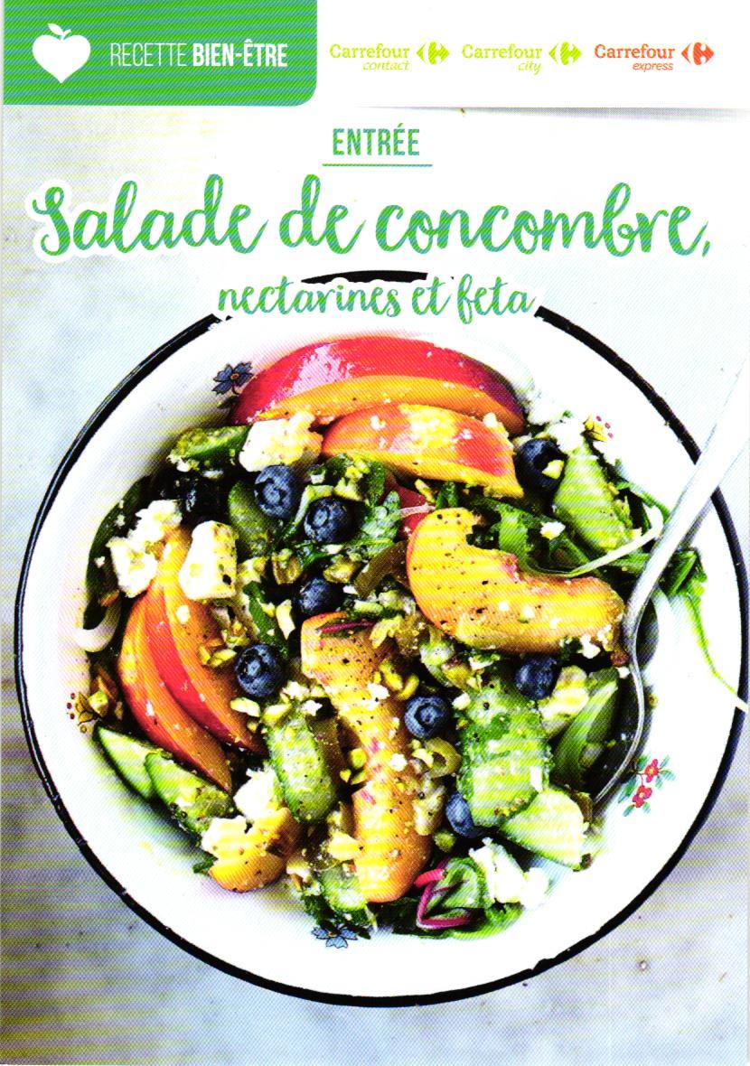 Entrée / Salade de concombre, nectarines et féta .