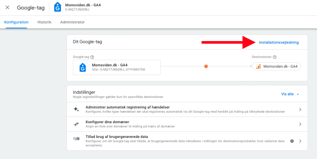 Installationsvejledning (Google Analytics)