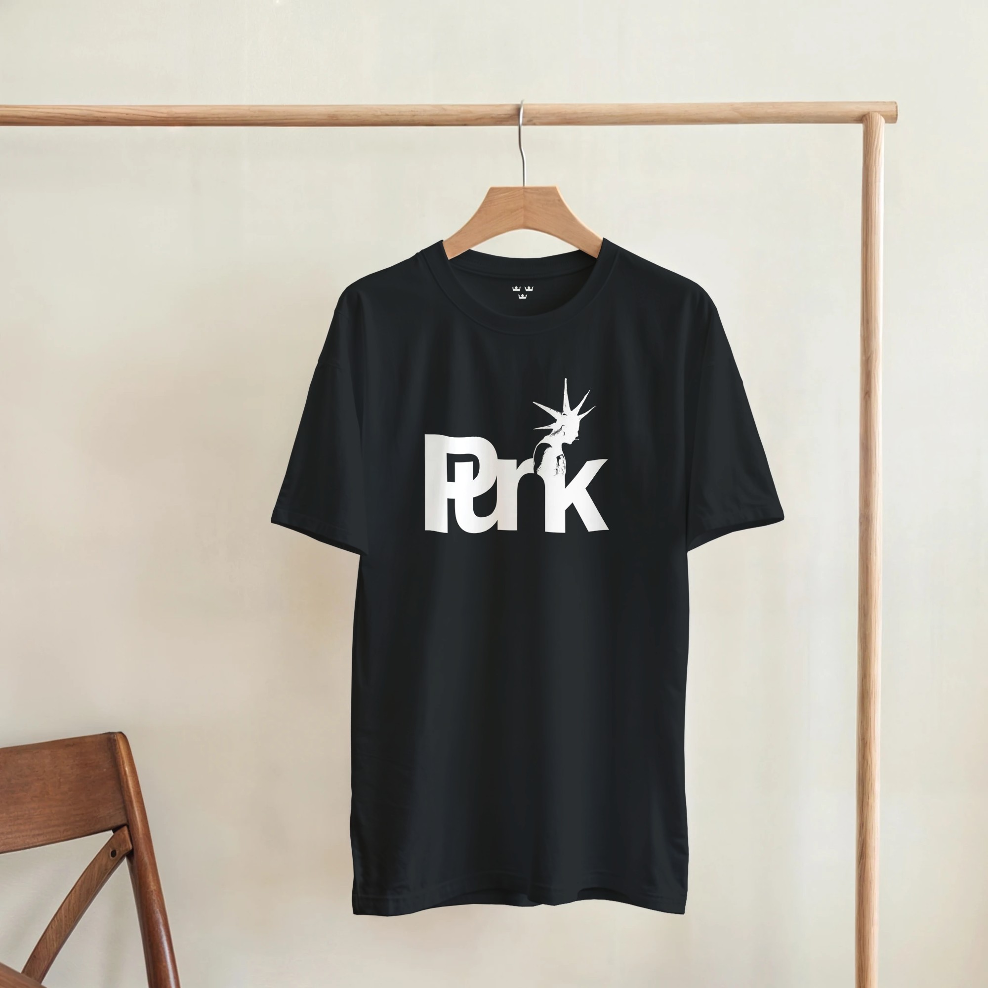 Punk Rocker Icon T-Shirt | Black Graphic Tee - MonoQrom collection