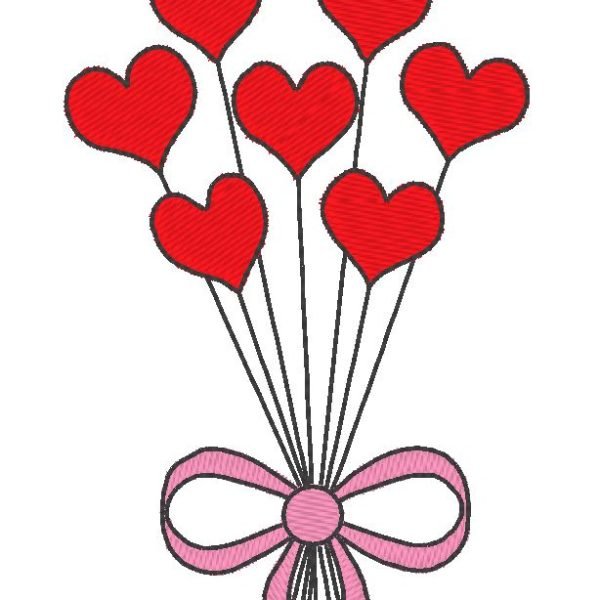 ballons en cœurs motif de broderie machine de la st valentin