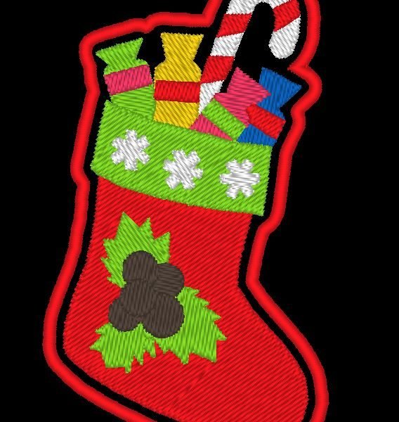 botte de noël appliqué motif de broderie machine
