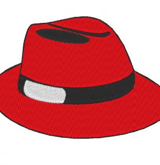 chapeau rouge motif de broderie machine