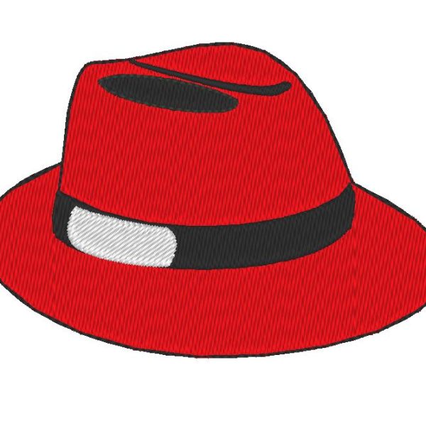 chapeau rouge motif de broderie machine