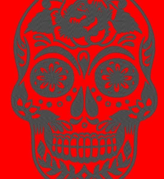 crâne fête des morts motif de broderie machine