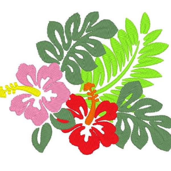 hibiscus hawaiien motif de broderie machine