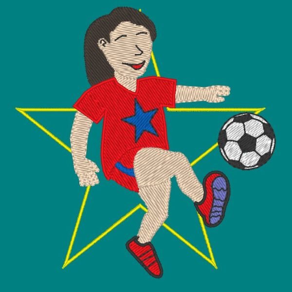 footballeuse motif de broderie machine