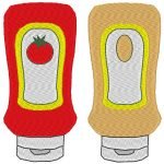 sauce Ketchup mayonnaise motif de broderie machine