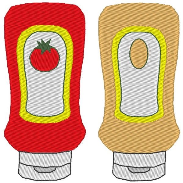 sauce Ketchup mayonnaise motif de broderie machine