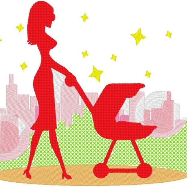 balade en ville Motif de broderie machine d’une jeune femme qui promène son enfant dans un parc. cadre 13 x 18 Formats des fichiers PES,CSD,EXP,HUS,SHV,VIP,XXX,DST,PCS,JEF,VP3,SEW,EMB… Téléchargement immédiat
