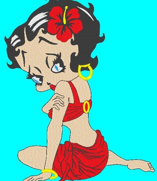 betty boop des îles motif de broderie machine
