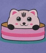 chaton mignon dans sa boîte motif de broderie machine d’ un petit chaton tout mignon qui sort la tête d’une boîte à chapeau cadre 13 x 18 Formats des fichiers PES,CSD,EXP,HUS,SHV,VIP,XXX,DST,PCS,JEF,VP3,SEW,EMB…
