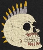 crâne punk avec des balles motif de broderie machine d’un crâne tête de mort punk avec une crête composée de balles ou de munitions d’arme automatique . C’est artistique bien sûr . Nous sommes contre toute forme de violence . cadre 10 x 10 /13 x 18 / 20 x 20 Formats des fichiers PES,CSD,EXP,HUS,SHV,VIP,XXX,DST,PCS,JEF,VP3,SEW,EMB… Téléchargement immédiat