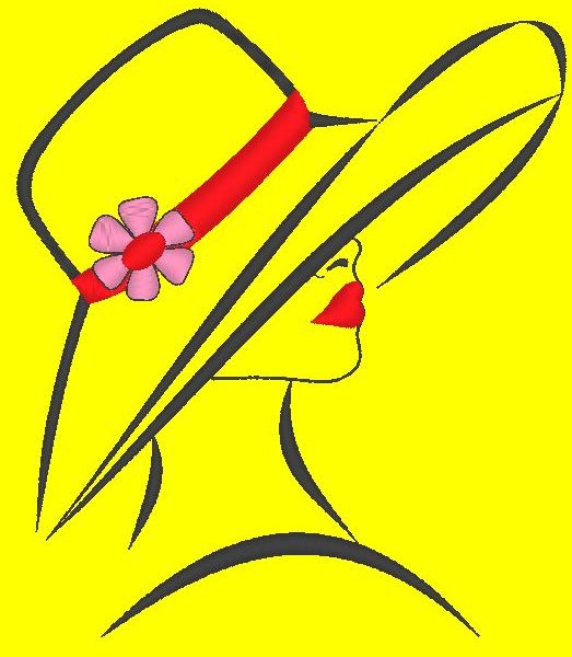 femme élégante avec un chapeau motif de broderie machine d’une femme très élégante avec un grand chapeau et une belle fleur cadre 10 x 10 /13 x 18 / 20 x 20 Formats des fichiers PES,CSD,EXP,HUS,SHV,VIP,XXX,DST,PCS,JEF,VP3,SEW,EMB… Téléchargement immédiat