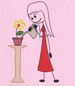 la fille à l ‘arrosoir motif de broderie machine d’ une fille entrain d’arroser la jolie petite fleur dans son pot en terre . cadre 13 x 18 / 20 x 20 Formats des fichiers PES,CSD,EXP,HUS,SHV,VIP,XXX,DST,PCS,JEF,VP3,SEW,EMB…
