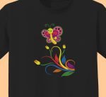 papillon et fleurs multicolores motif de broderie machine