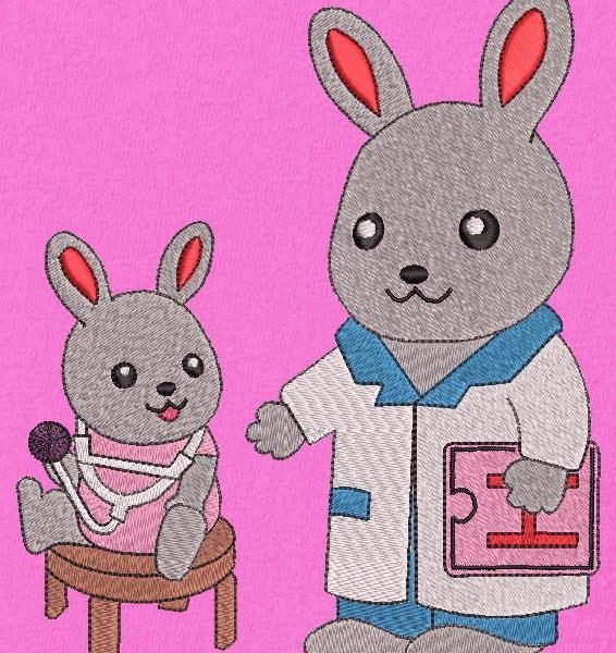 petit lapin chez le docteur motif de broderie machine d’un adorable petit lapin qui joue avec le stéthoscope du docteur lapin motif idéal pour une composition . cadre 13 x 18 / 20 x 20 Formats des fichiers PES,CSD,EXP,HUS,SHV,VIP,XXX,DST,PCS,JEF,VP3,SEW,EMB… Téléchargement immédiat