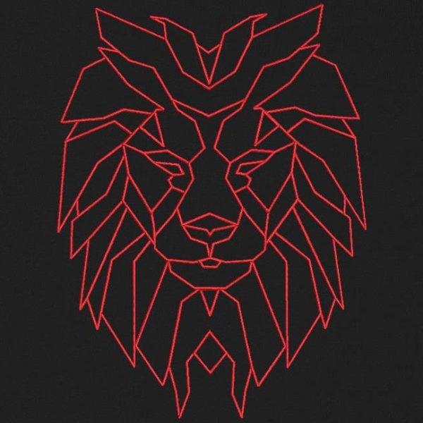 tête de lion géométrique redwork motif de broderie machine