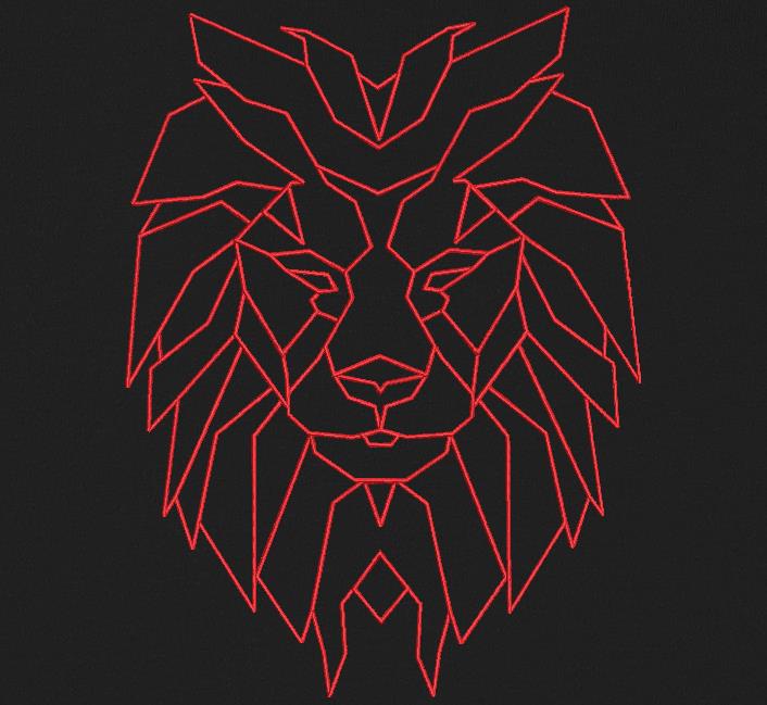 tête de lion géométrique redwork motif de broderie machine