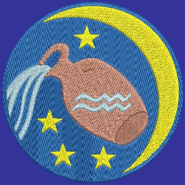 verseau signe du zodiaque motif de broderie machine