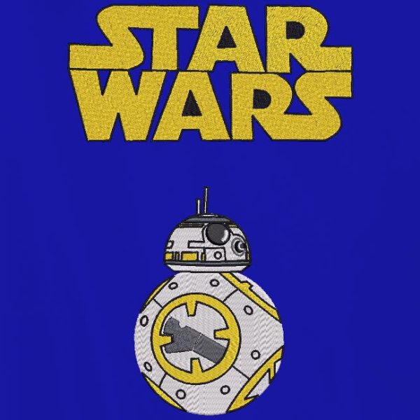 BB 8 star wars . Motif de broderie machine du petit robot BB 8 de star wars . cadre 13 x 18 /16x 26 / 20 x 30 cm . Formats des fichiers PES,CSD,EXP,HUS,SHV,VIP,XXX,DST,PCS,JEF,VP3,EMB… Téléchargement immédiat après votre paiement.