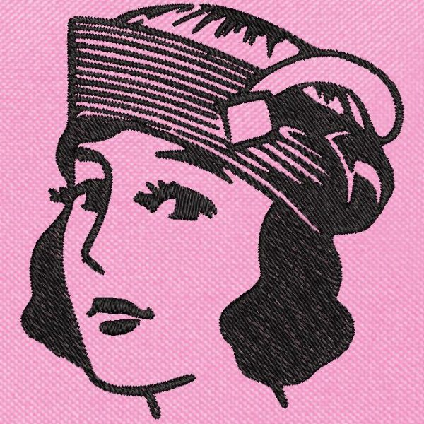 femme vintage avec un chapeau motif de broderie machine gratuit