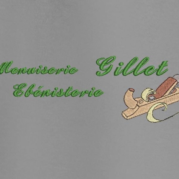 Menuiserie ébénisterie numérisation logo client , motif de broderie machine